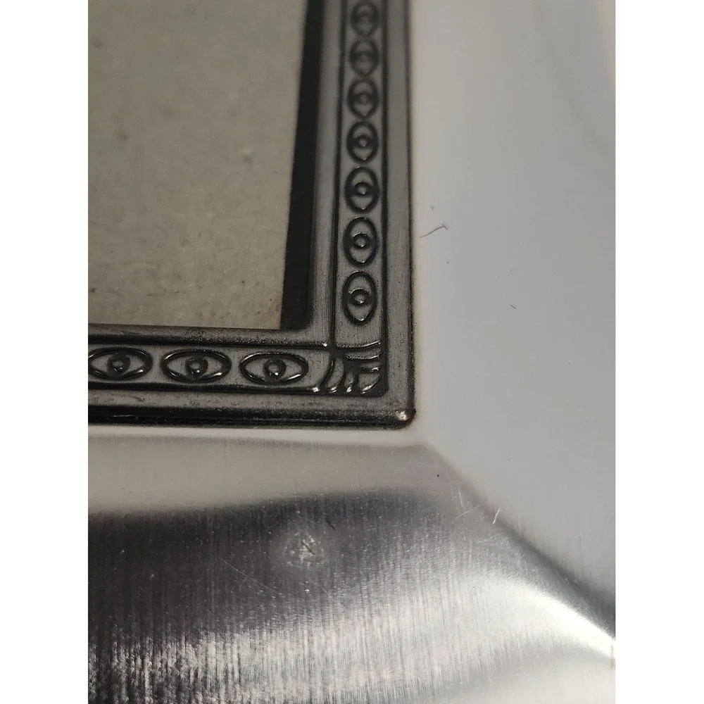 Modern Silvertone Metal 5x7 Picture Frame Two Tone Brushed Egg and Dart Border
